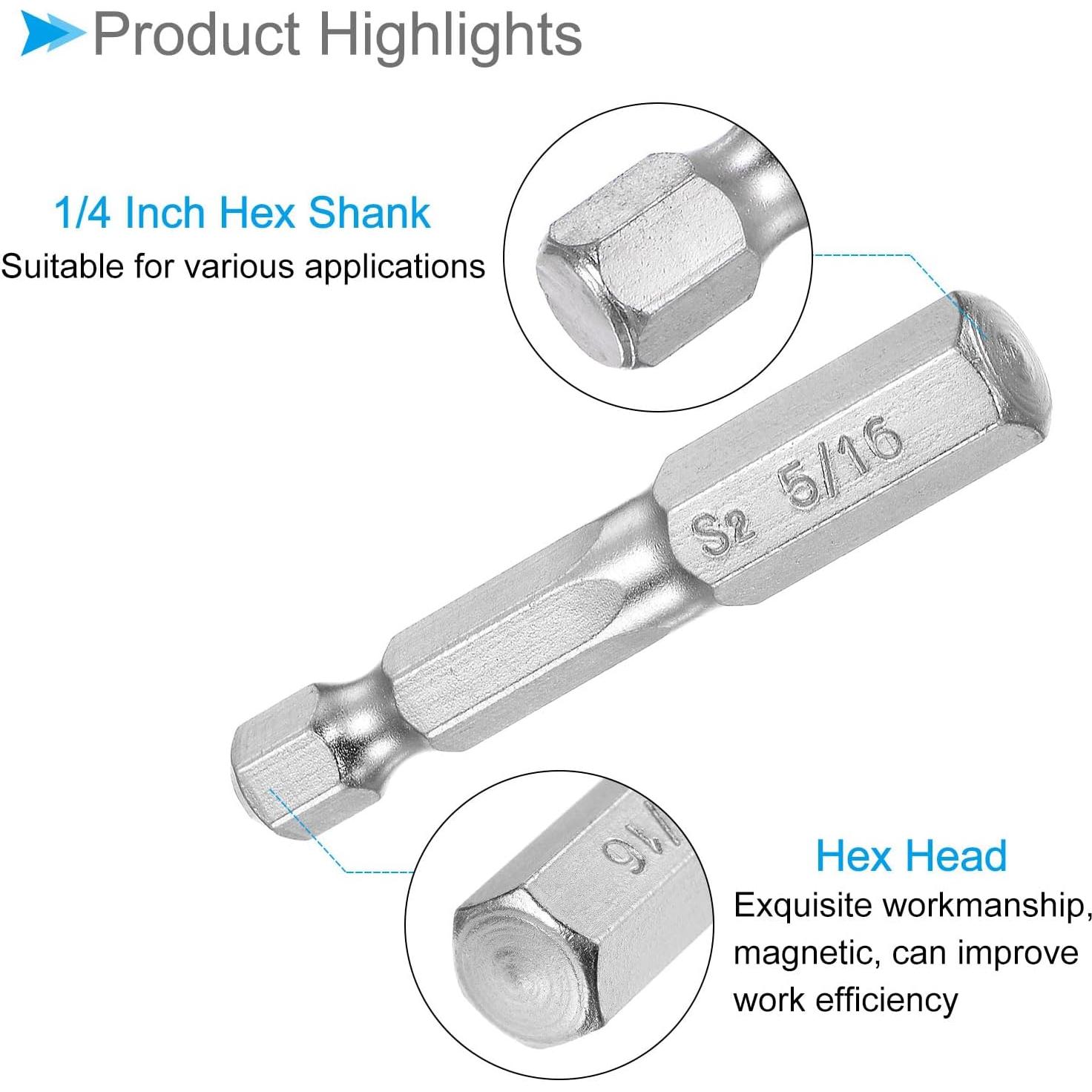 Punta de Llave Hexagonal CoCud 1/4" Vástago 50mm Acero S2 - 3 Piezas
