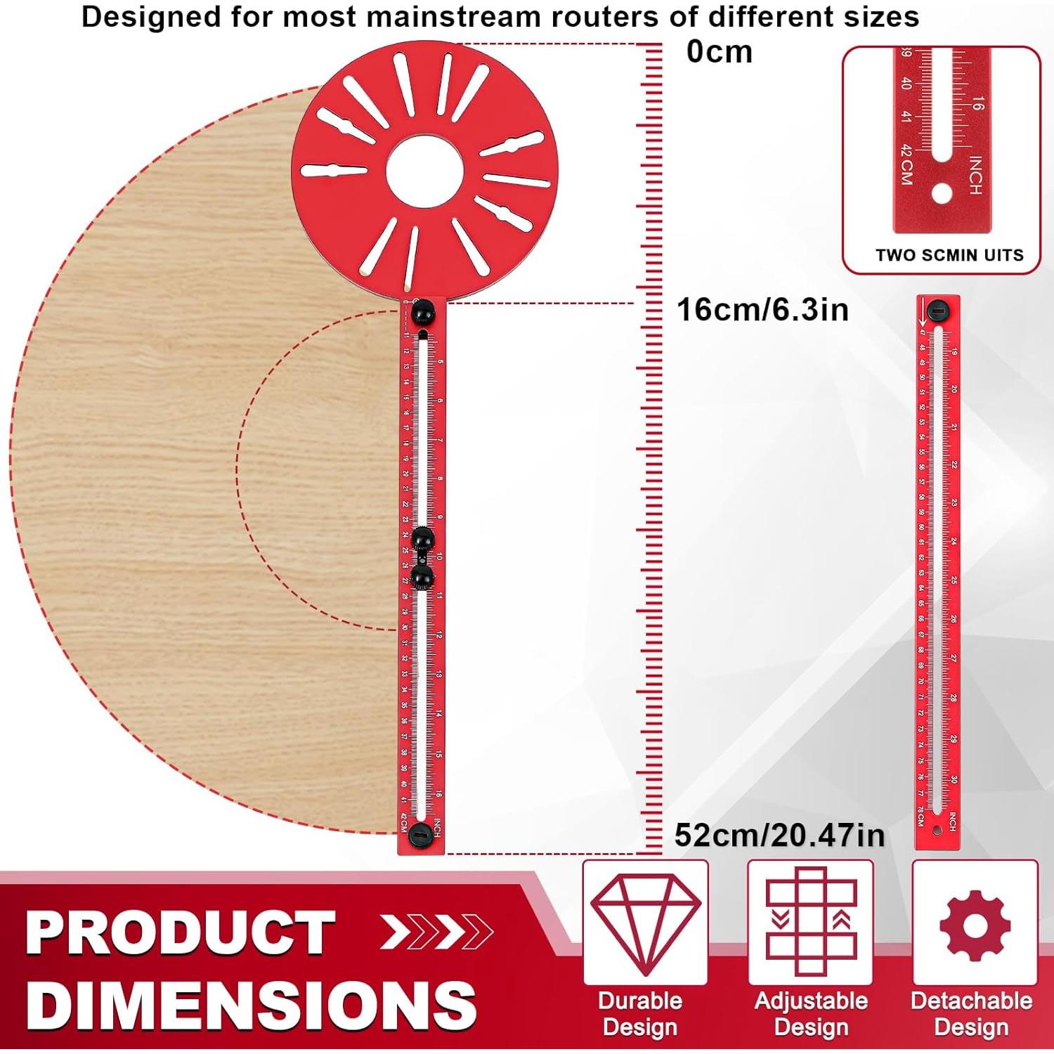 Plantilla de Corte Circular Ajustable Aluminio 4 en 1 MorningRo