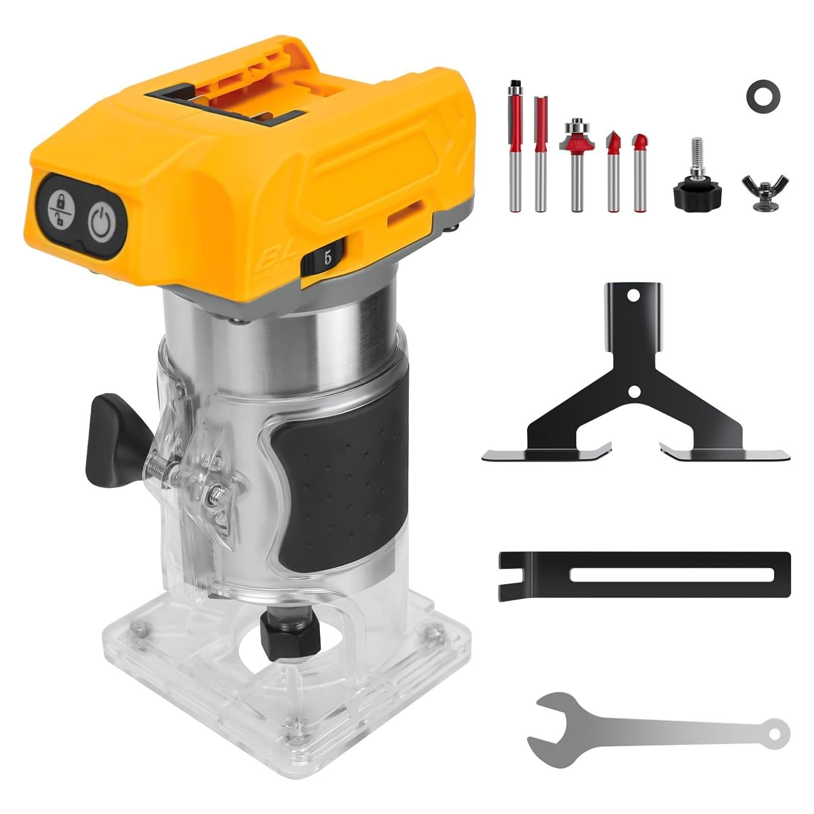 Router Compacto Inalámbrico HLiePiHa 800W 20V con 5 Brocas