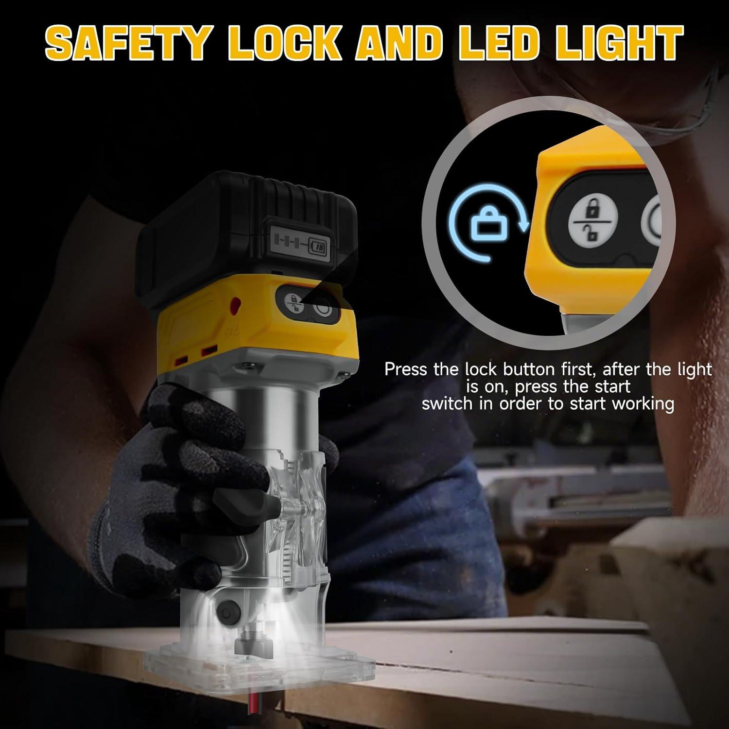 Router Compacto Inalámbrico HLiePiHa 800W 20V con 5 Brocas