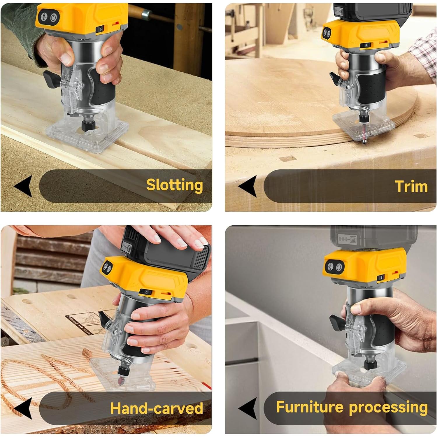 Router Compacto Inalámbrico HLiePiHa 800W 20V con 5 Brocas