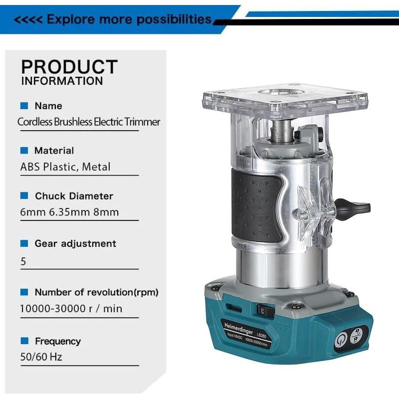 Router de Madera Inalámbrico Heimerdinger 18V 5 Velocidades
