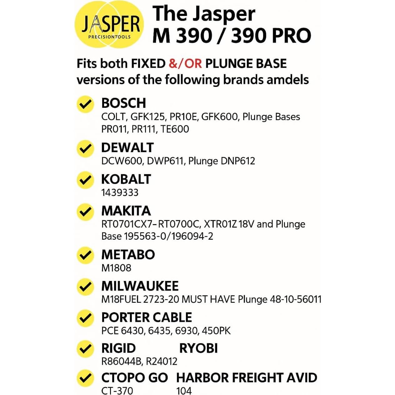 Jasper 390 PRO Guía de Círculo para Router - Corta 184 Círculos de 18 a 134 cm