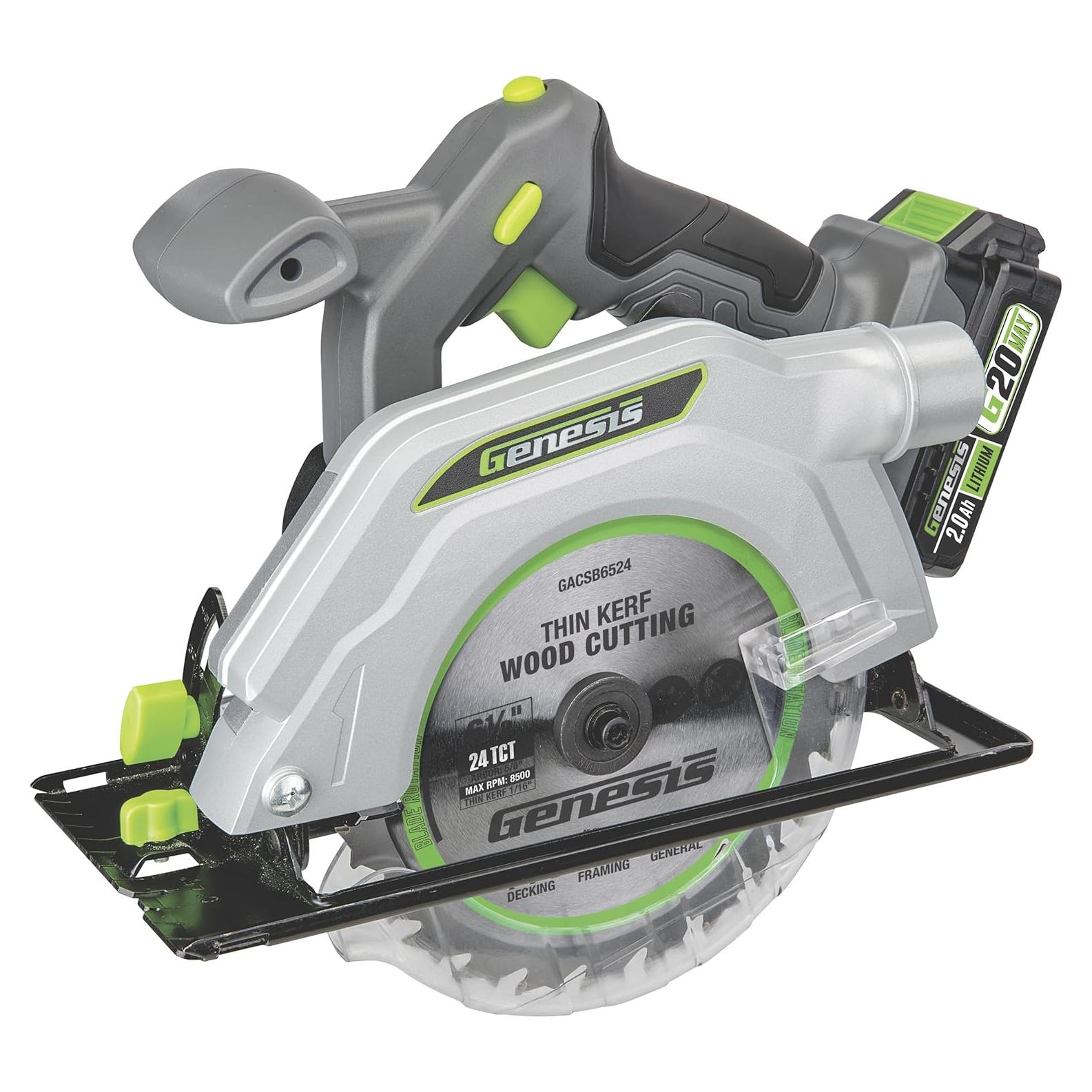 Sierra Circular Inalámbrica Genesis G20MAX 20V 165mm con Luz LED