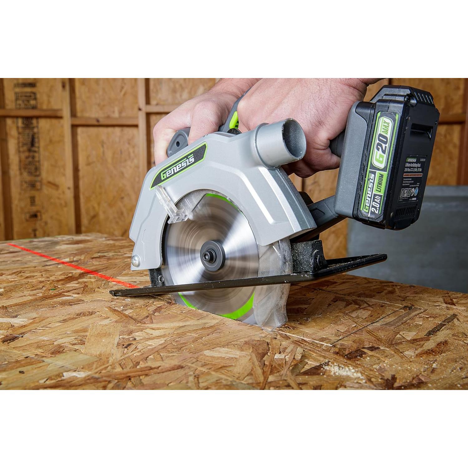 Sierra Circular Inalámbrica Genesis G20MAX 20V 165mm con Luz LED