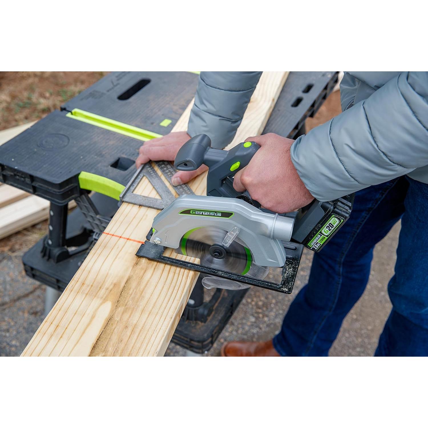 Sierra Circular Inalámbrica Genesis G20MAX 20V 165mm con Luz LED