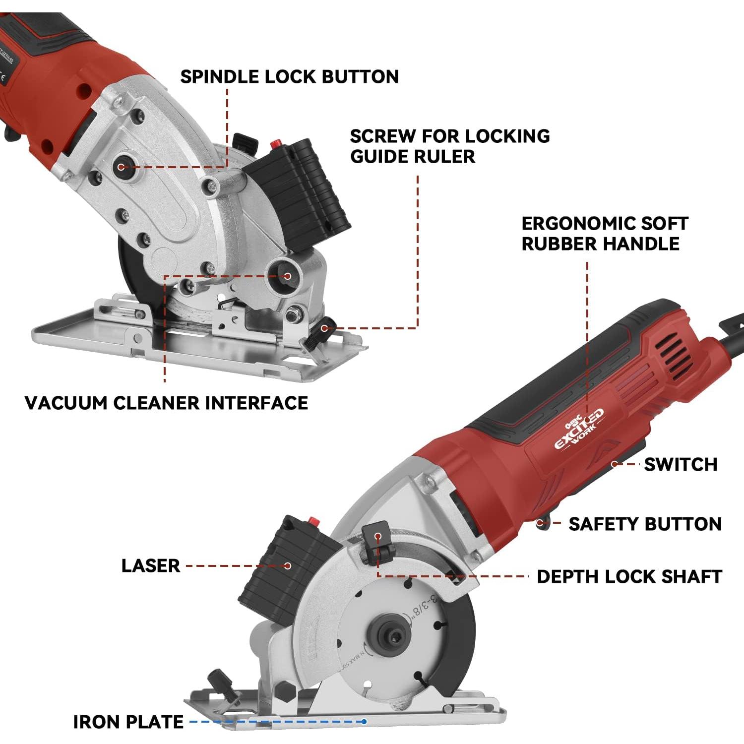 Mini Sierra Circular 4.5Amp Trabajo Emocionante 5000RPM