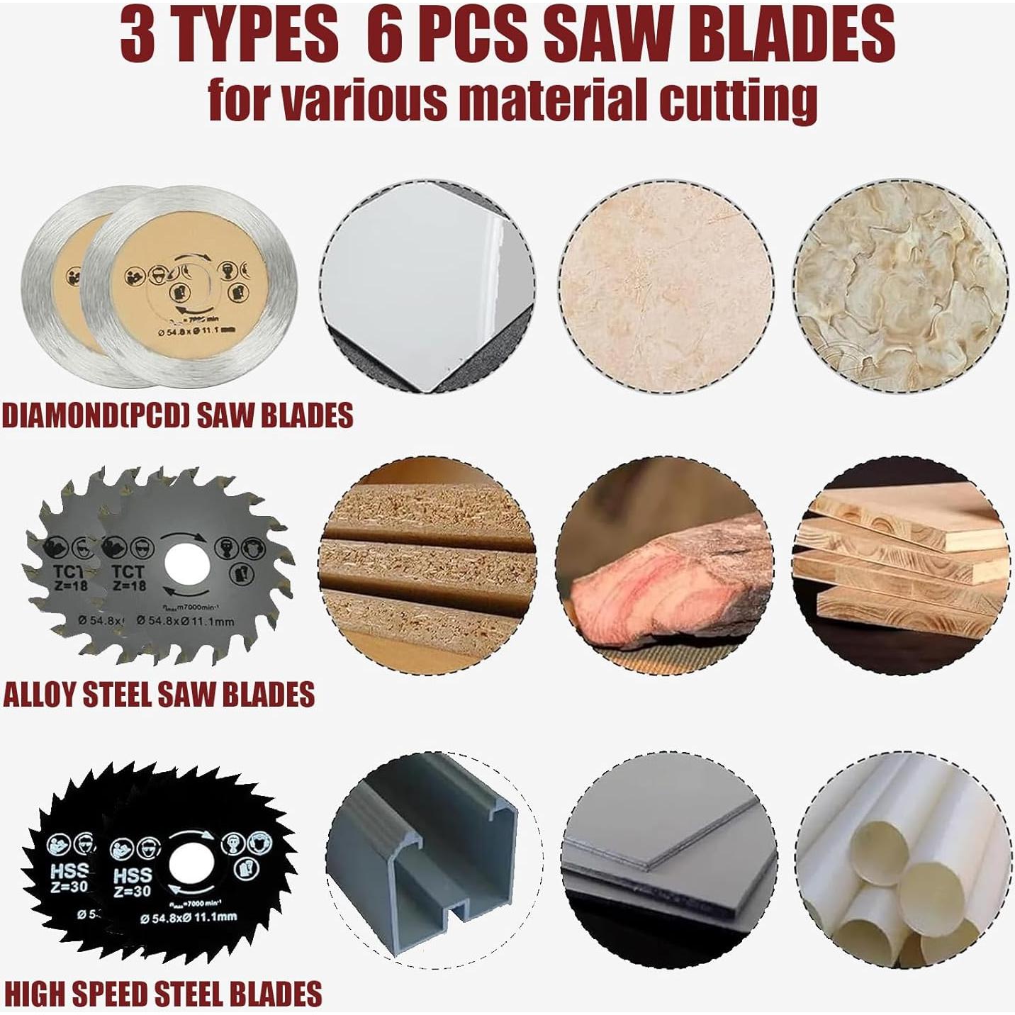 Sierra Circular Mini Drytuns 400W con 6 Cuchillas y Caja