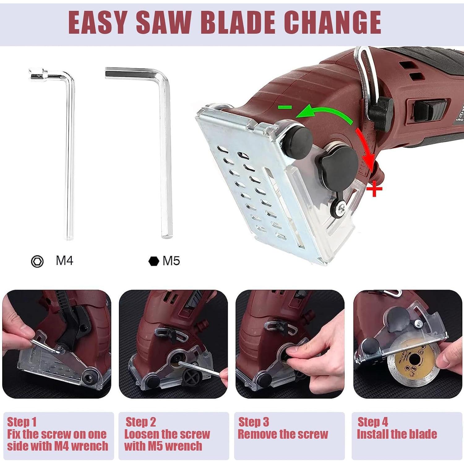 Sierra Circular Mini Drytuns 400W con 6 Cuchillas y Caja