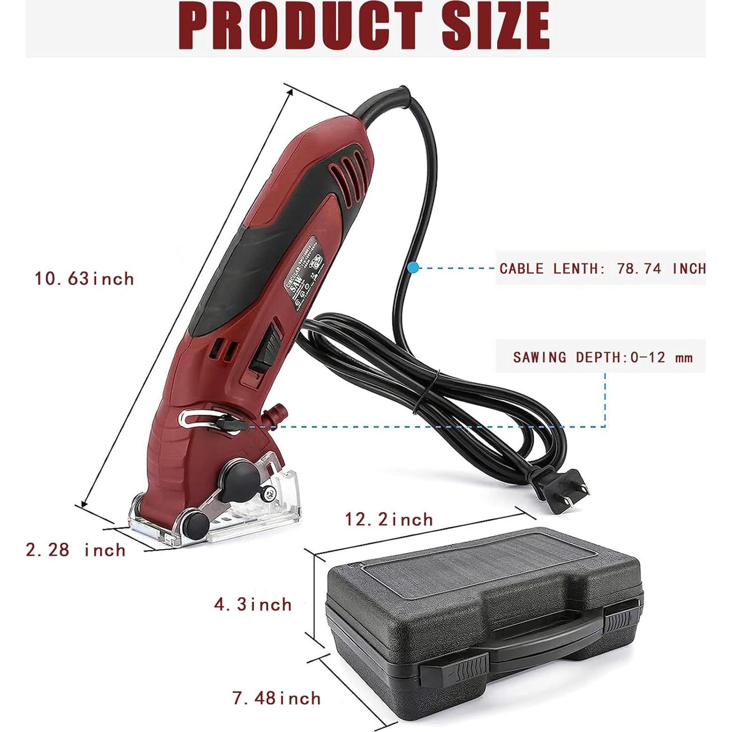 Sierra Circular Mini Drytuns 400W con 6 Cuchillas y Caja