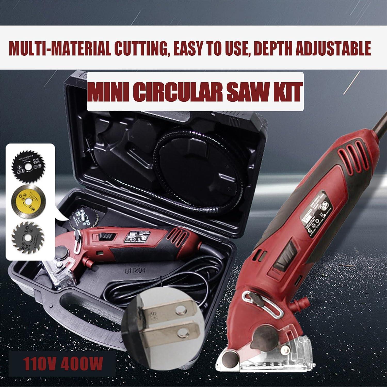 Sierra Circular Mini Drytuns 400W con 6 Cuchillas y Caja