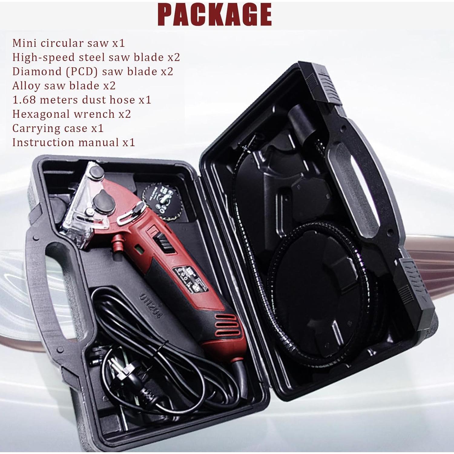 Sierra Circular Mini Drytuns 400W con 6 Cuchillas y Caja