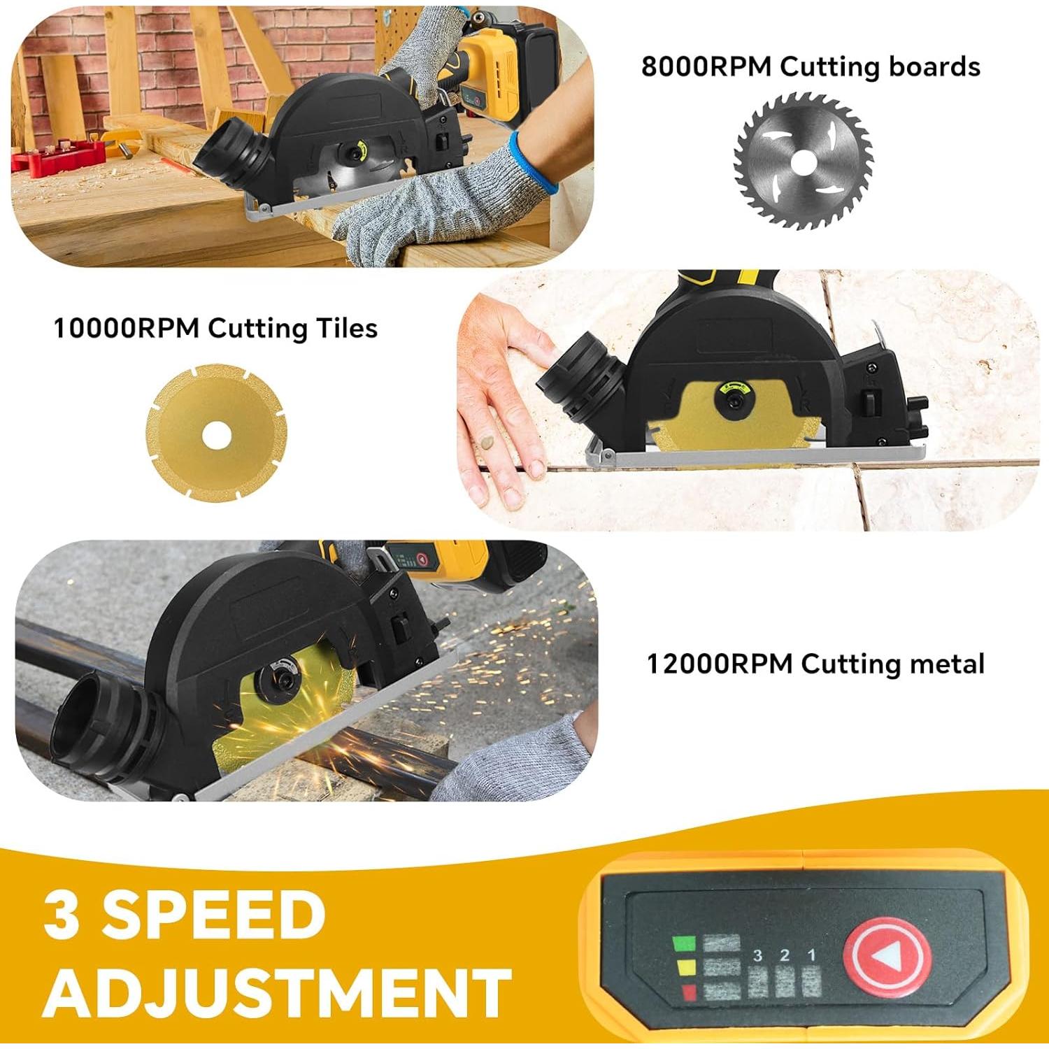 Sierra Circular Mini Inalámbrica HLiePiHa 20V 4" 12000RPM