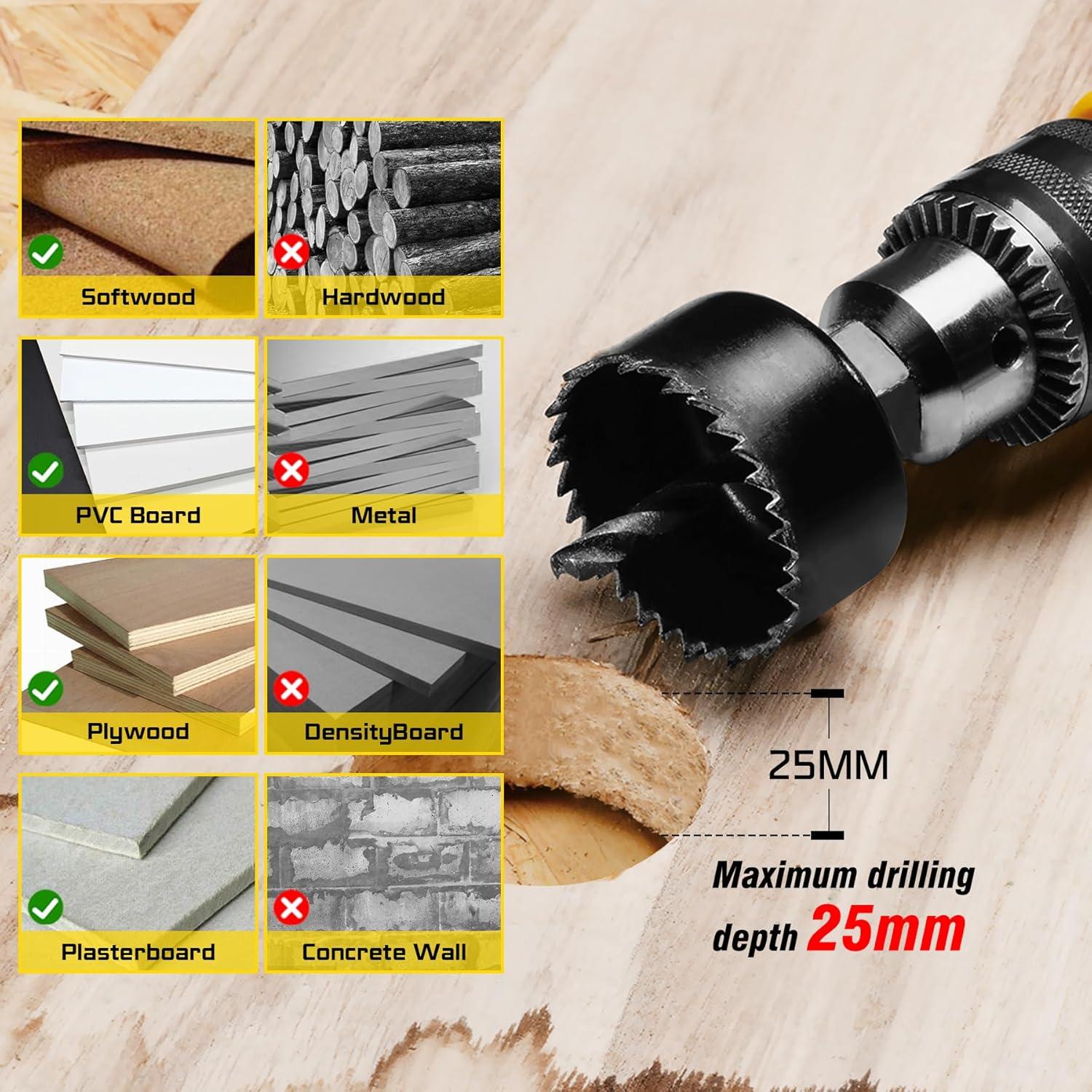 KATA Kit de Sierras de Corona 20PCS 19-152mm con Accesorios