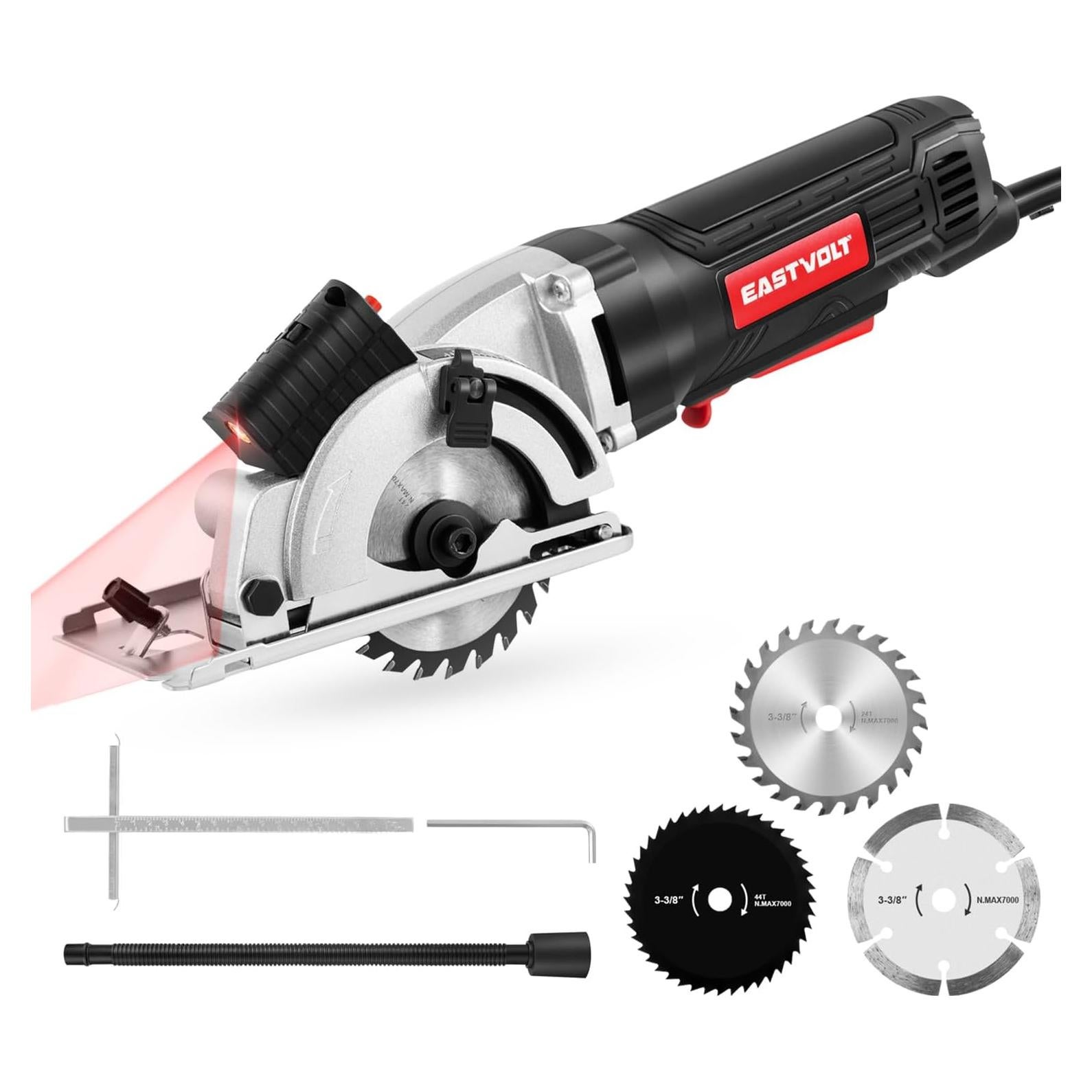 Sierra Circular Mini Eastvolt 8.57 cm 5000RPM con Guía Láser