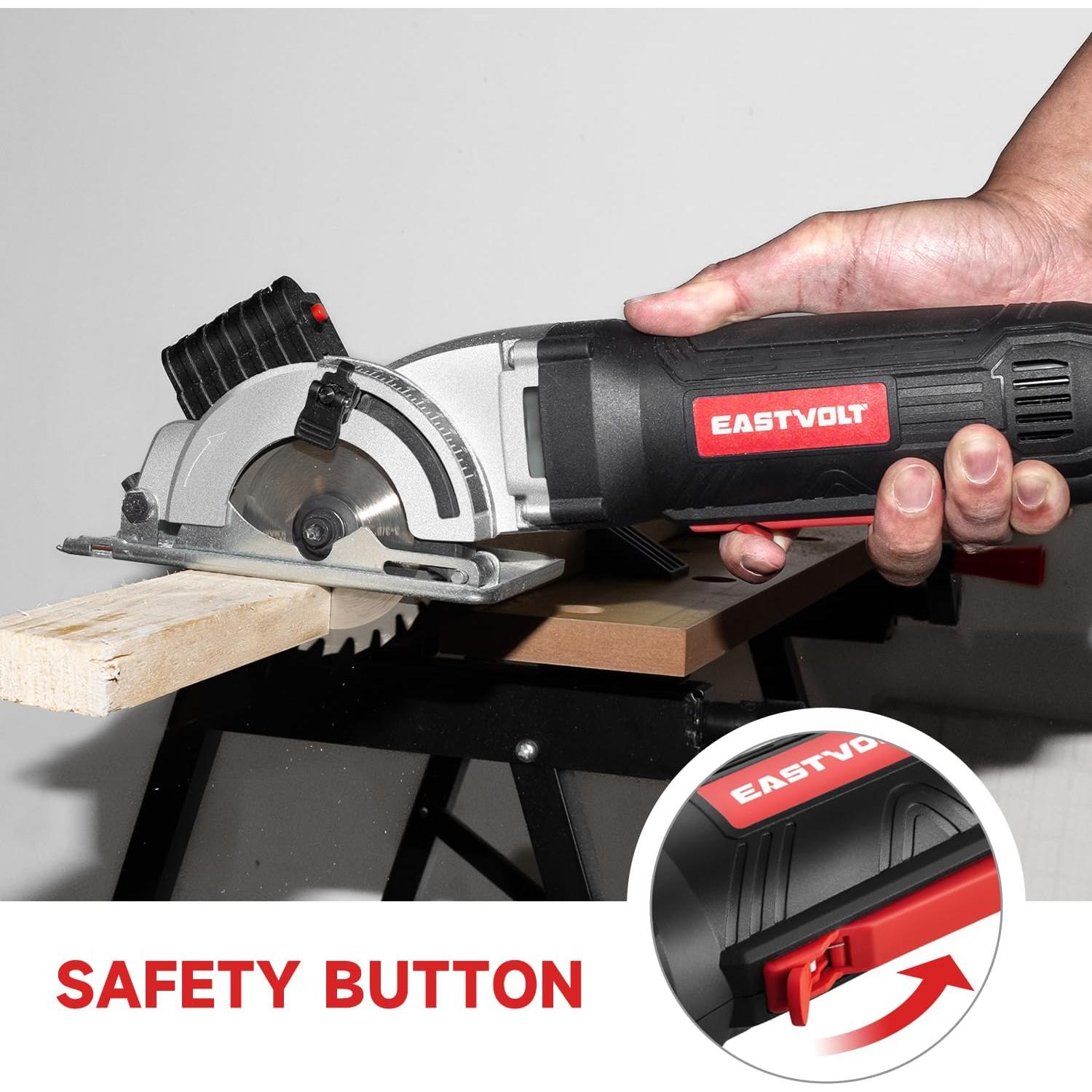 Sierra Circular Mini Eastvolt 8.57 cm 5000RPM con Guía Láser