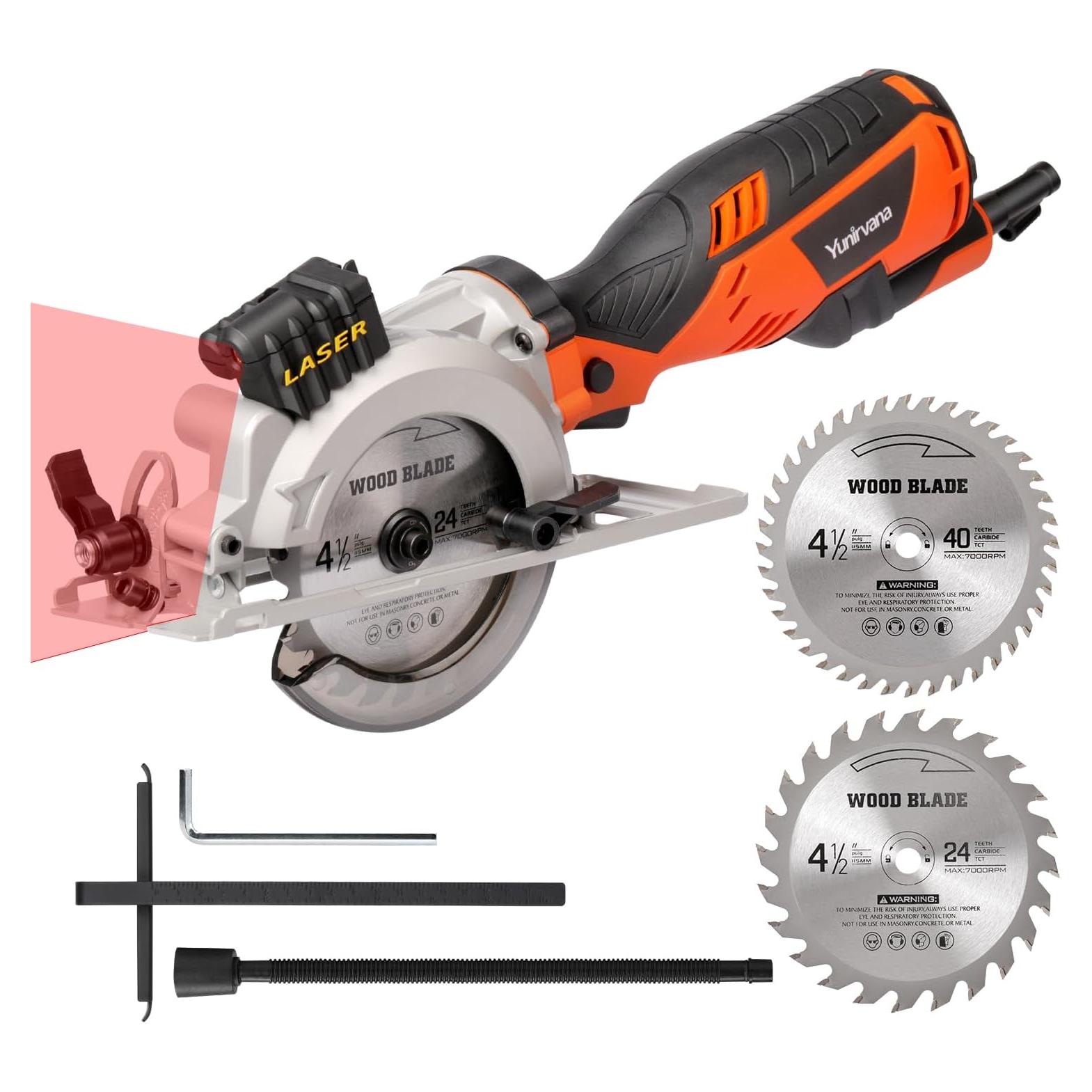 Sierra Circular Eléctrica Yunirvana 5.8A 3500 RPM con Guía Láser