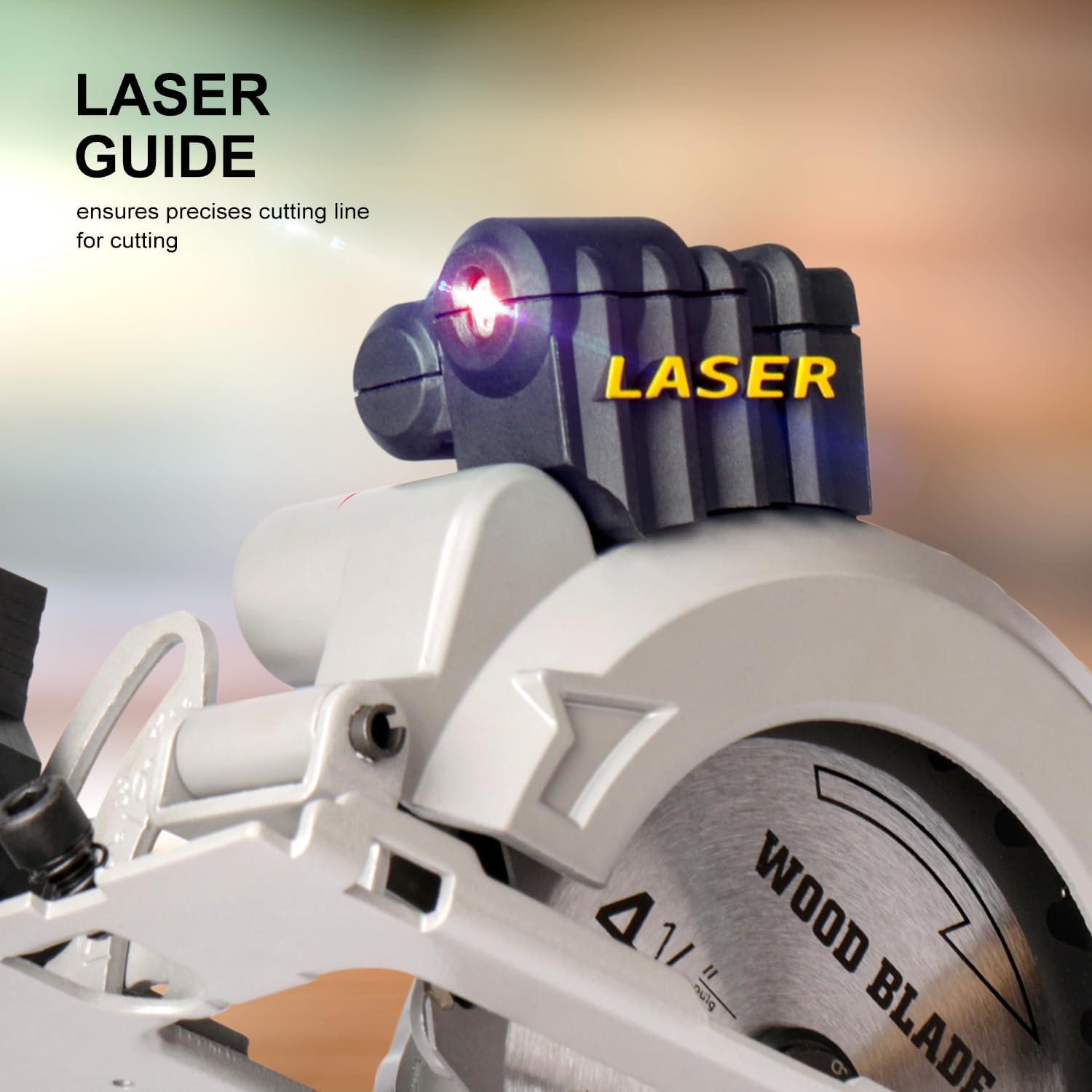 Sierra Circular Eléctrica Yunirvana 5.8A 3500 RPM con Guía Láser