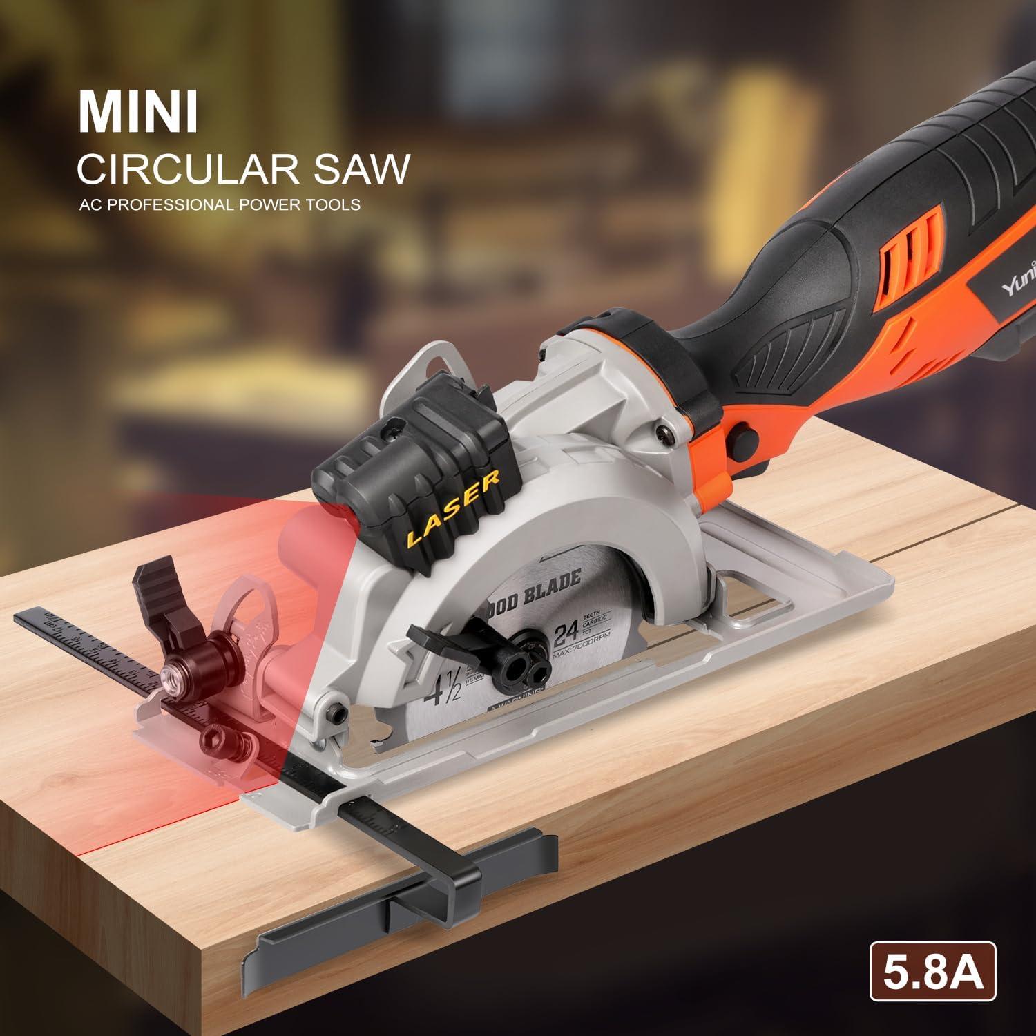 Sierra Circular Eléctrica Yunirvana 5.8A 3500 RPM con Guía Láser
