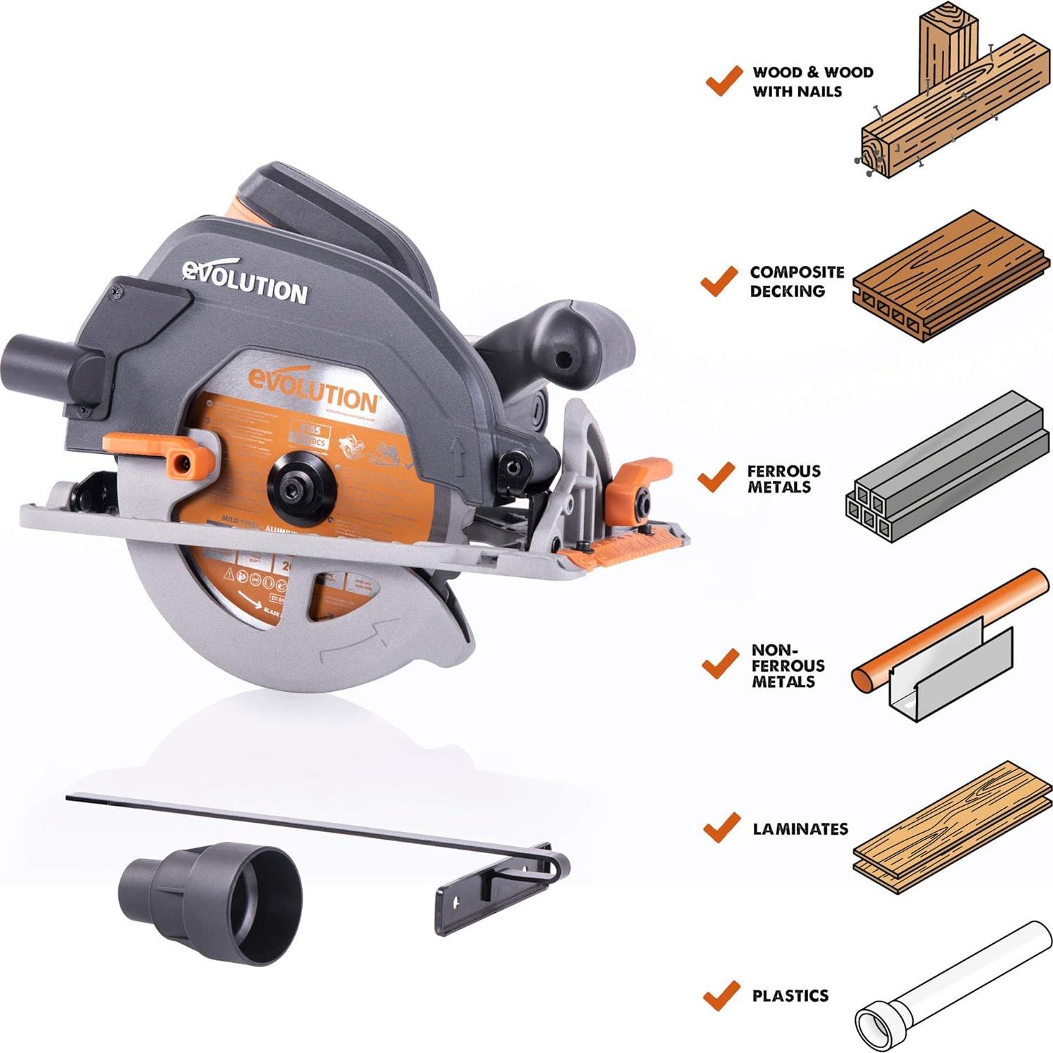 Sierra Circular Evolution R185CCS 18.42 cm 1200W Naranja