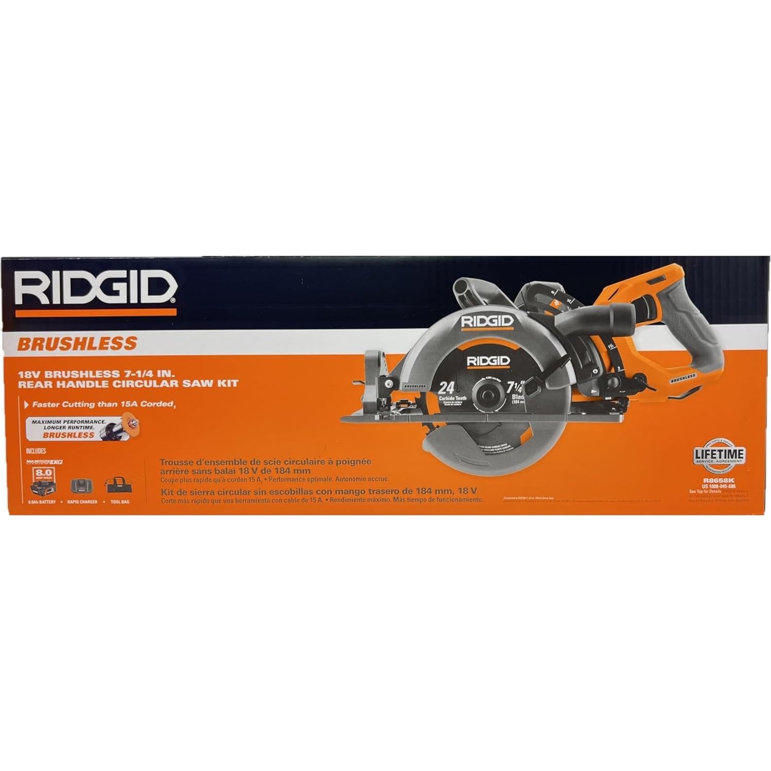 Sierra Circular Inalámbrica RIDGID 18V 7-1/4" Sin Escobillas
