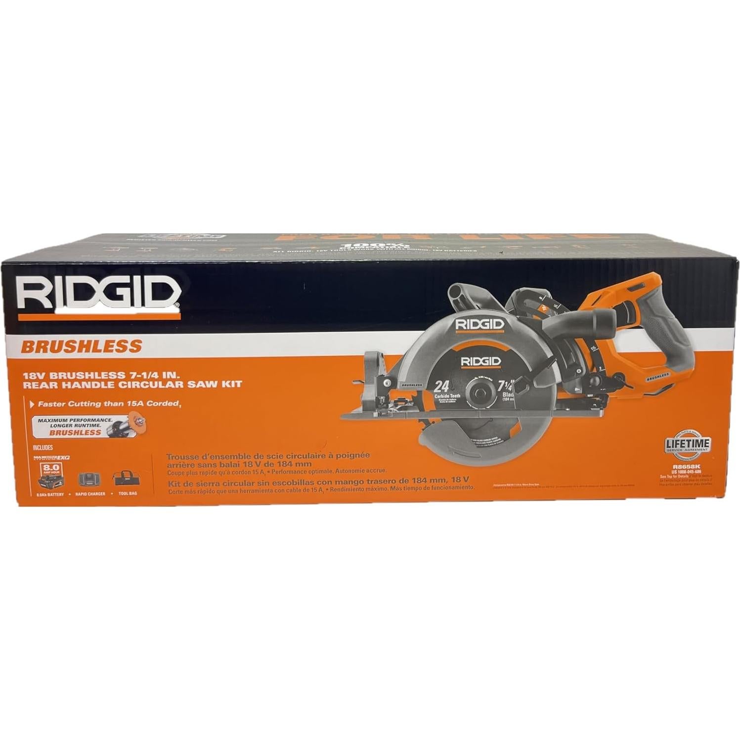 Sierra Circular Inalámbrica RIDGID 18V 7-1/4" Sin Escobillas