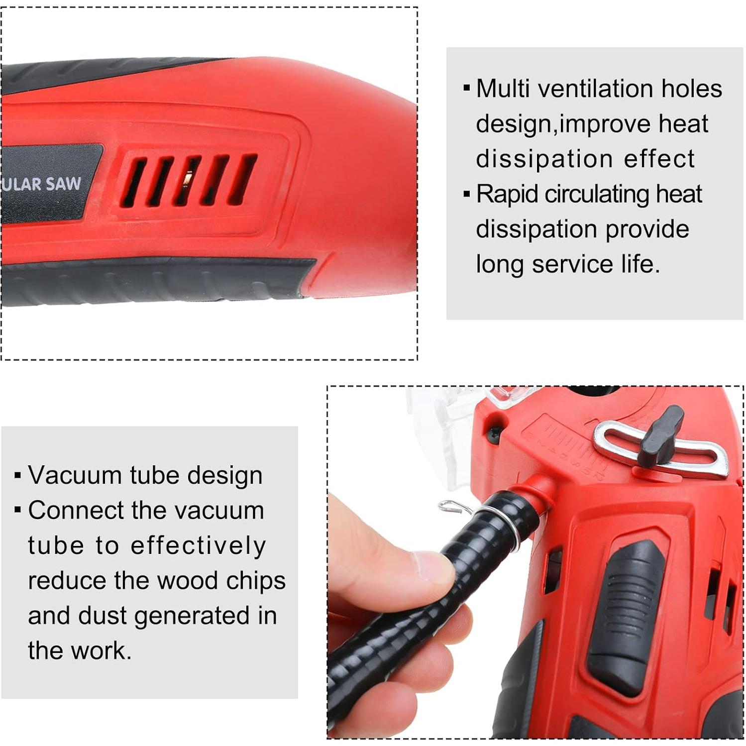 Sierra Circular Mini WerkWeit 400W con 6 Cuchillas y Caja