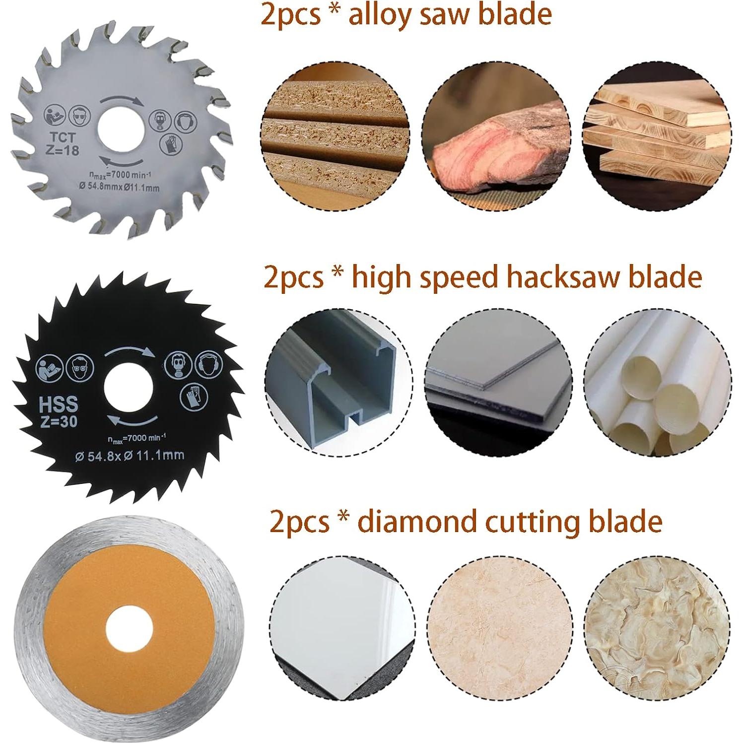 Sierra Circular Mini WerkWeit 400W con 6 Cuchillas y Caja