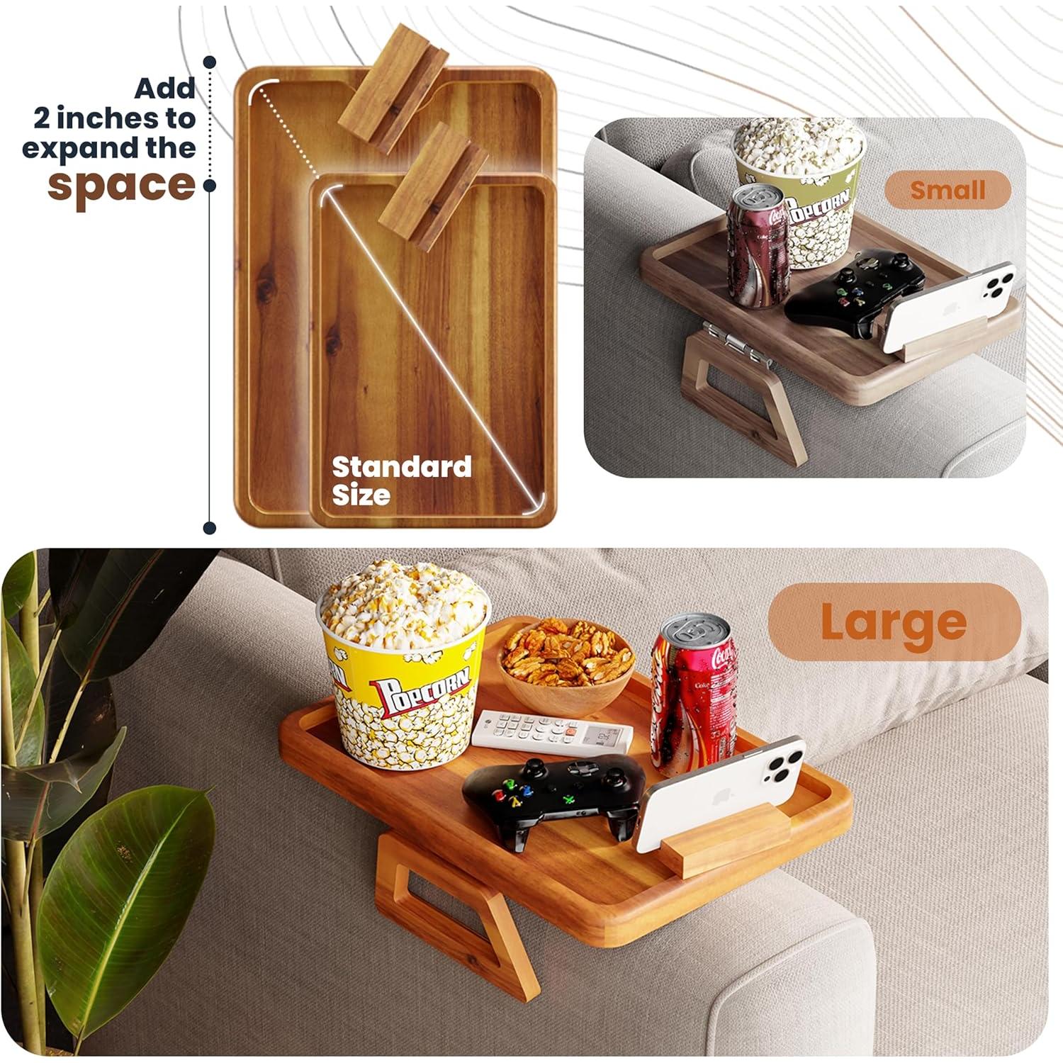 Mesa para Brazo de Sofá Tinamo 39.9x27.9cm Madera Acacia