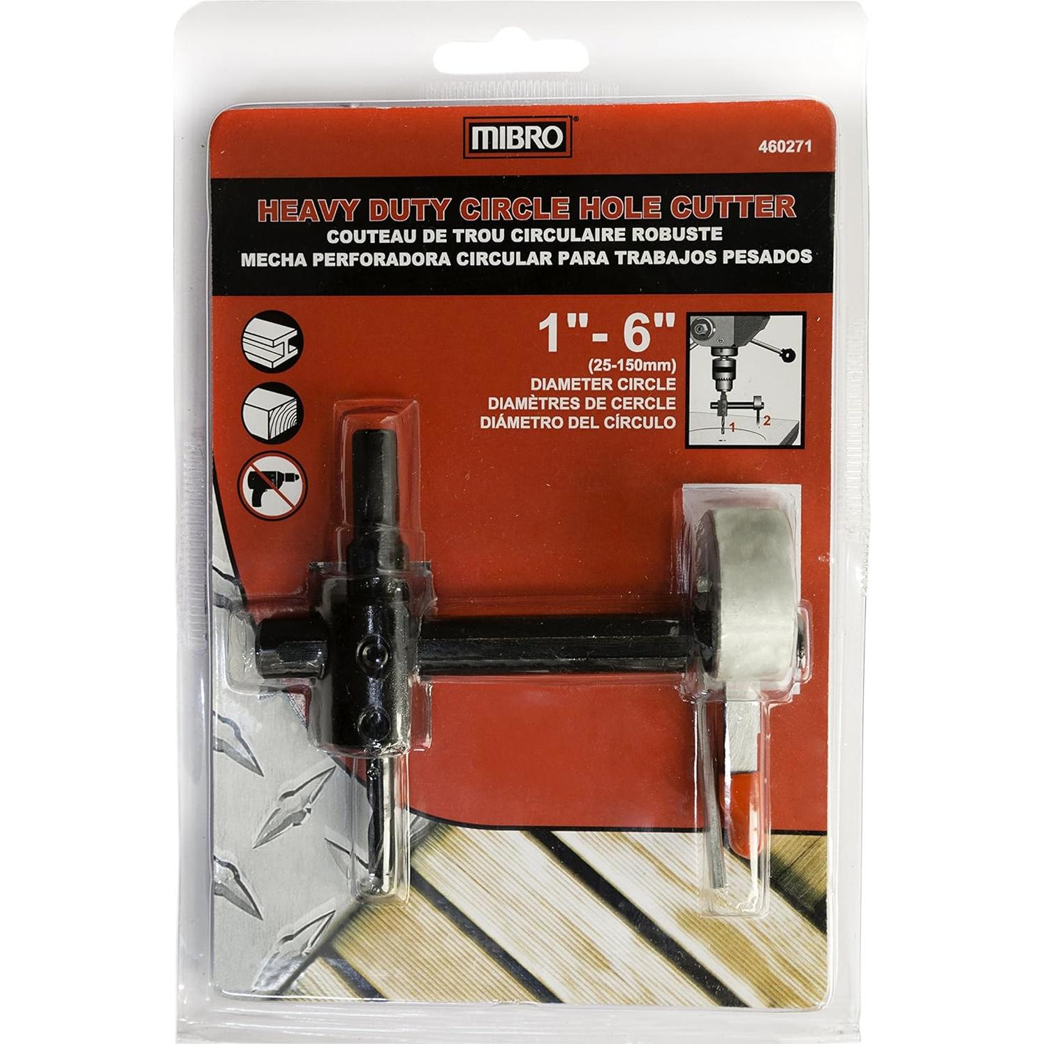 Cortador de Agujeros Circulares Ajustable MIBRO 460271 2.54-15.24 cm