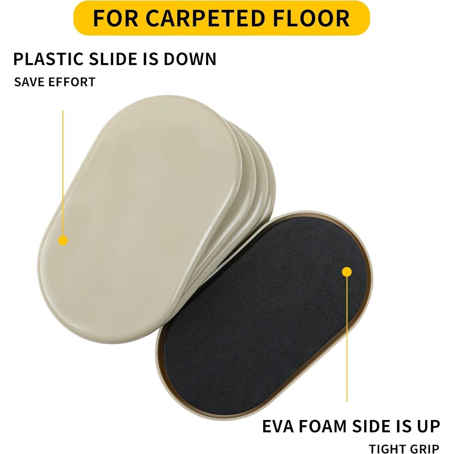 Deslizadores de Muebles Ovalados New Space 8 Piezas 9 x 15 cm