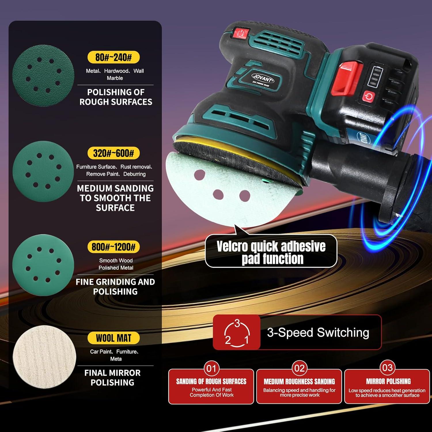 Lijadora Orbital Inalámbrica JOVANT 5" 7000-11000 OPM