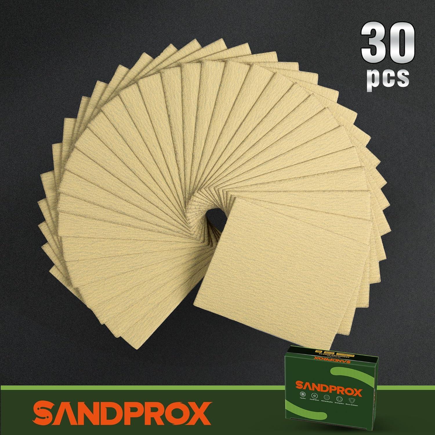 Papel de Lija 120 Grano SANDPROX 30 Hojas 11.43 x 13.97 cm