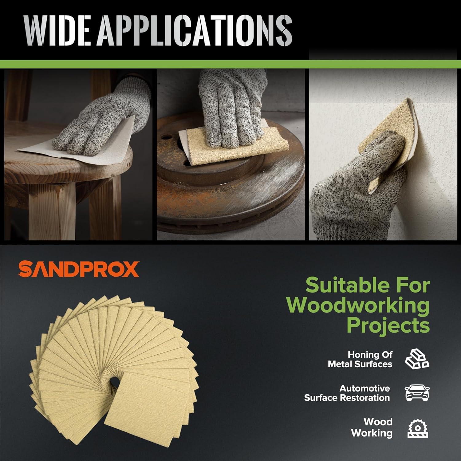 Papel de Lija 120 Grano SANDPROX 30 Hojas 11.43 x 13.97 cm