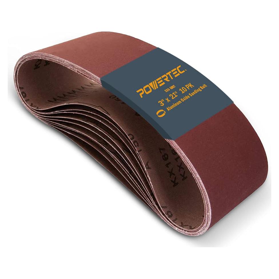 Cintas de Lijado POWERTEC 3x21" 320 Granos - Paquete de 10