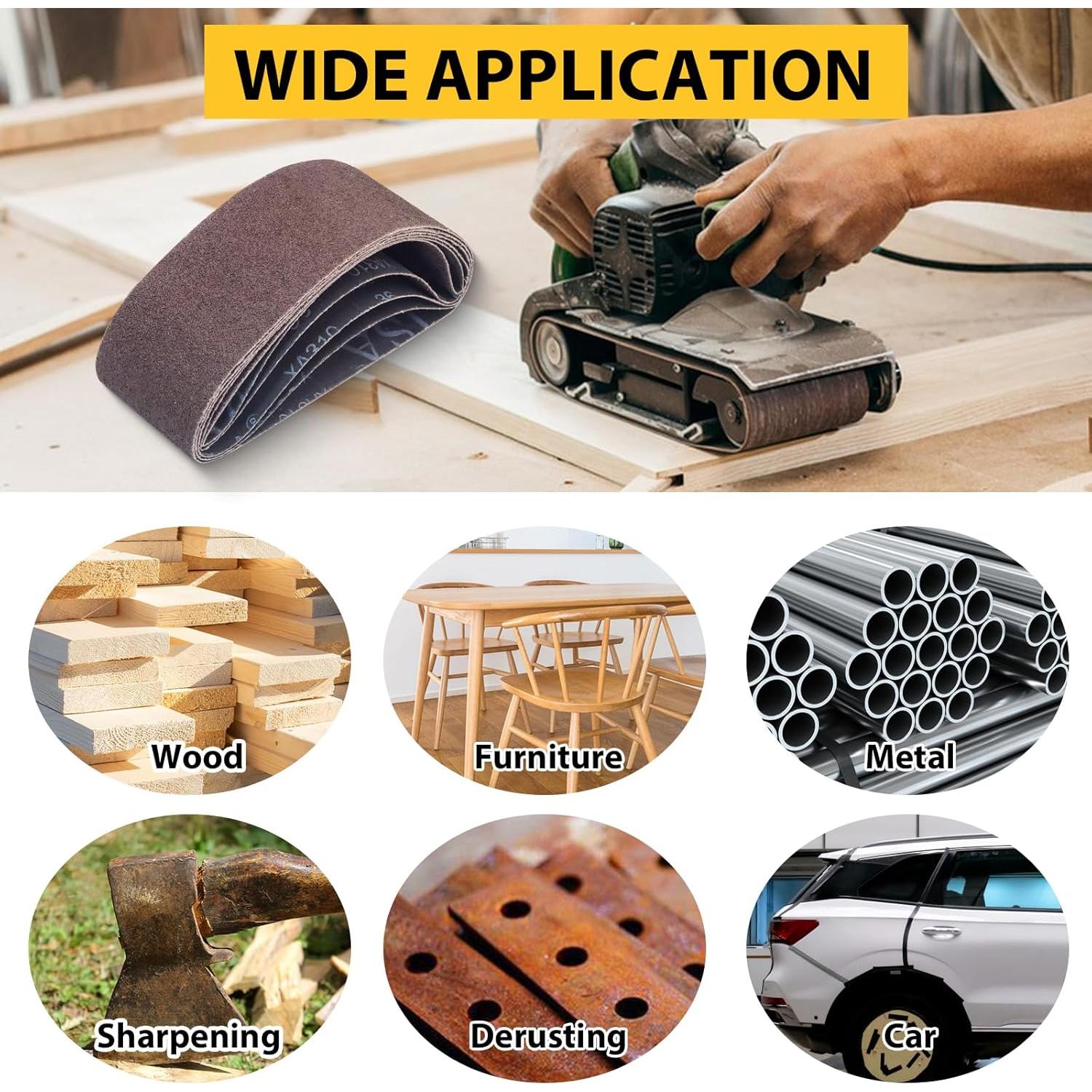 Cintas de Lijado 3x61 cm Taokyid Grano 36 Paquete 10 Unidades