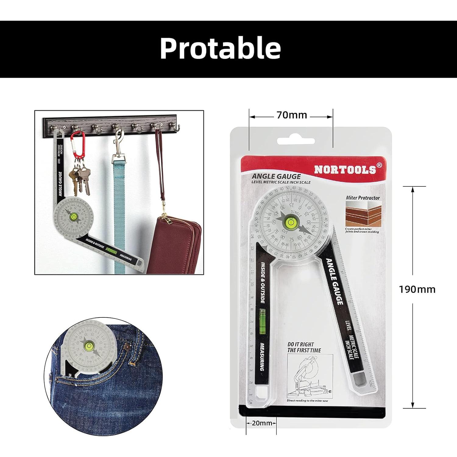 Transportador de Inglete NORTOOLS con Láser y Regla 15 cm