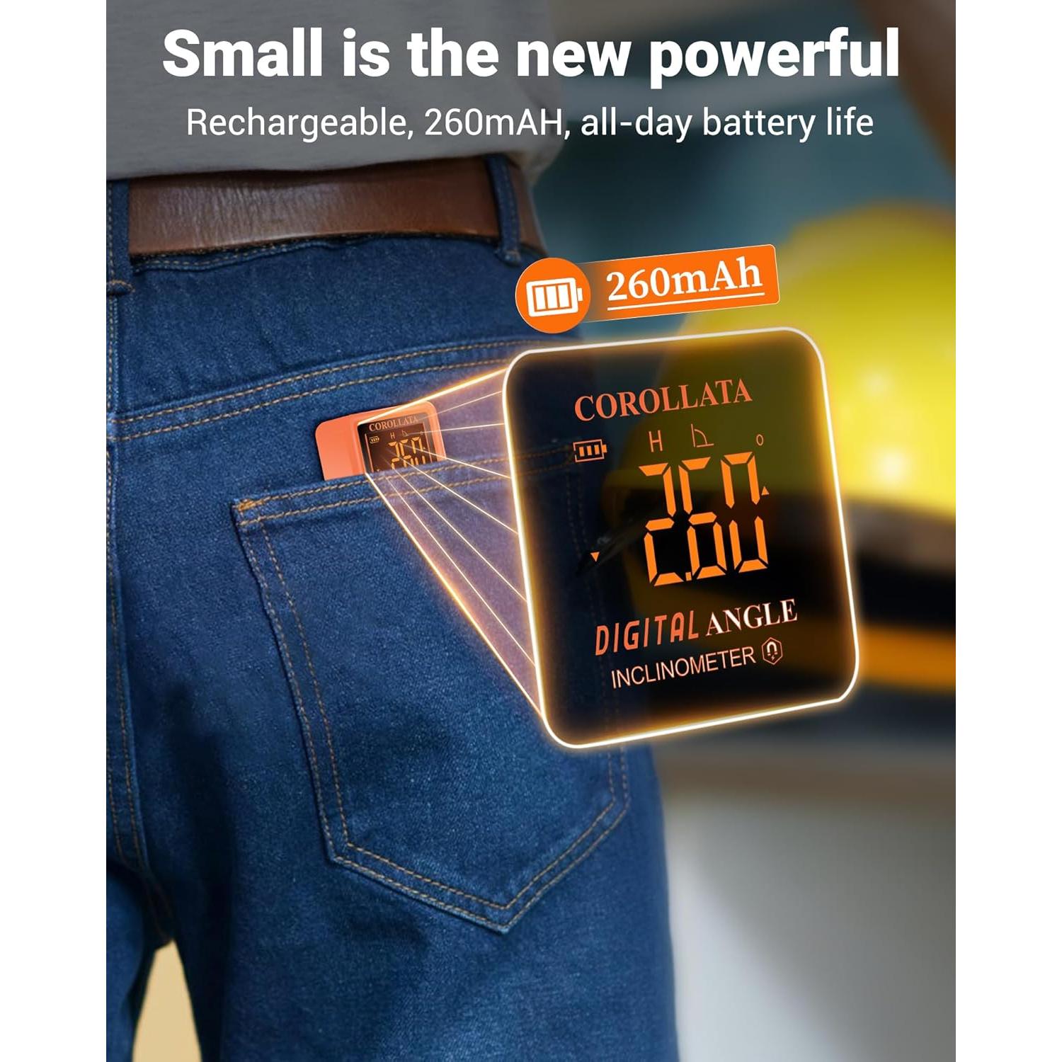 Mini Medidor de Ángulo Digital COROLLATA - Inclinómetro 40.8g