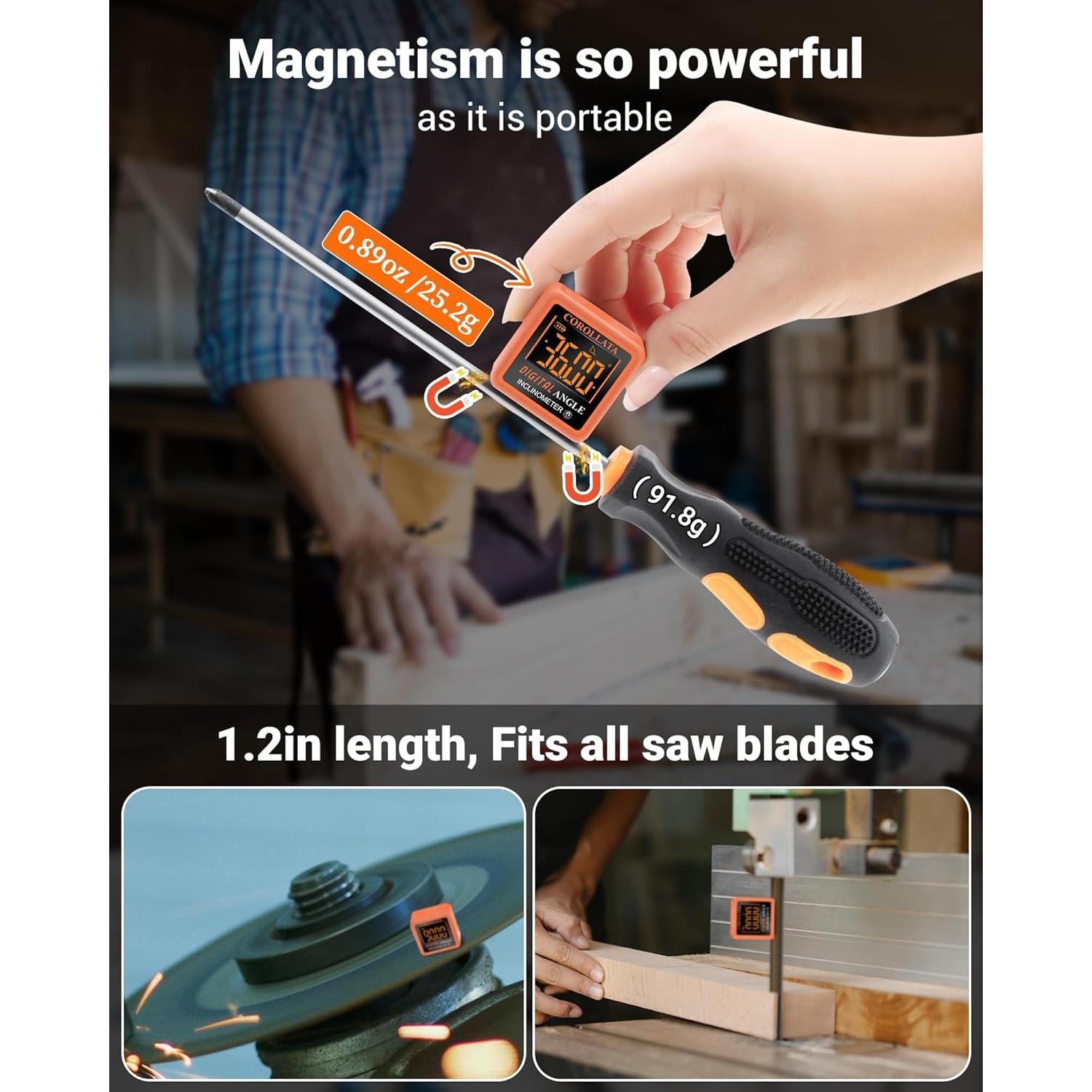 Mini Medidor de Ángulo Digital COROLLATA - Inclinómetro 40.8g