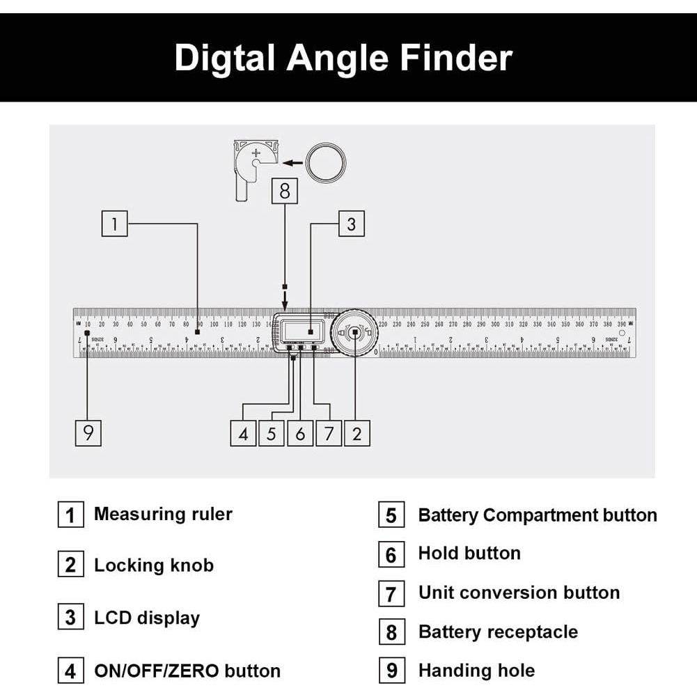 Buscador de Ángulo Digital NORTOOLS 7" (200mm) Acero Inoxidable