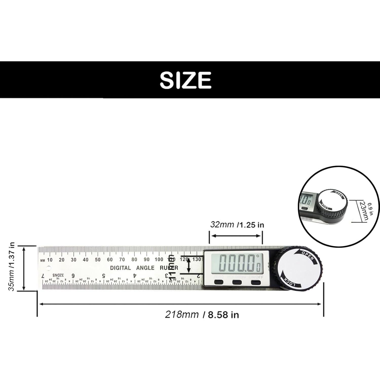 Buscador de Ángulo Digital NORTOOLS 7" (200mm) Acero Inoxidable