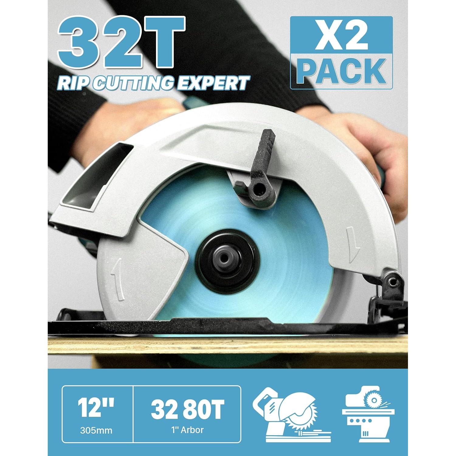 Hojas de Sierra Circular KEENTECH 30.48 cm 32T y 80T para Madera