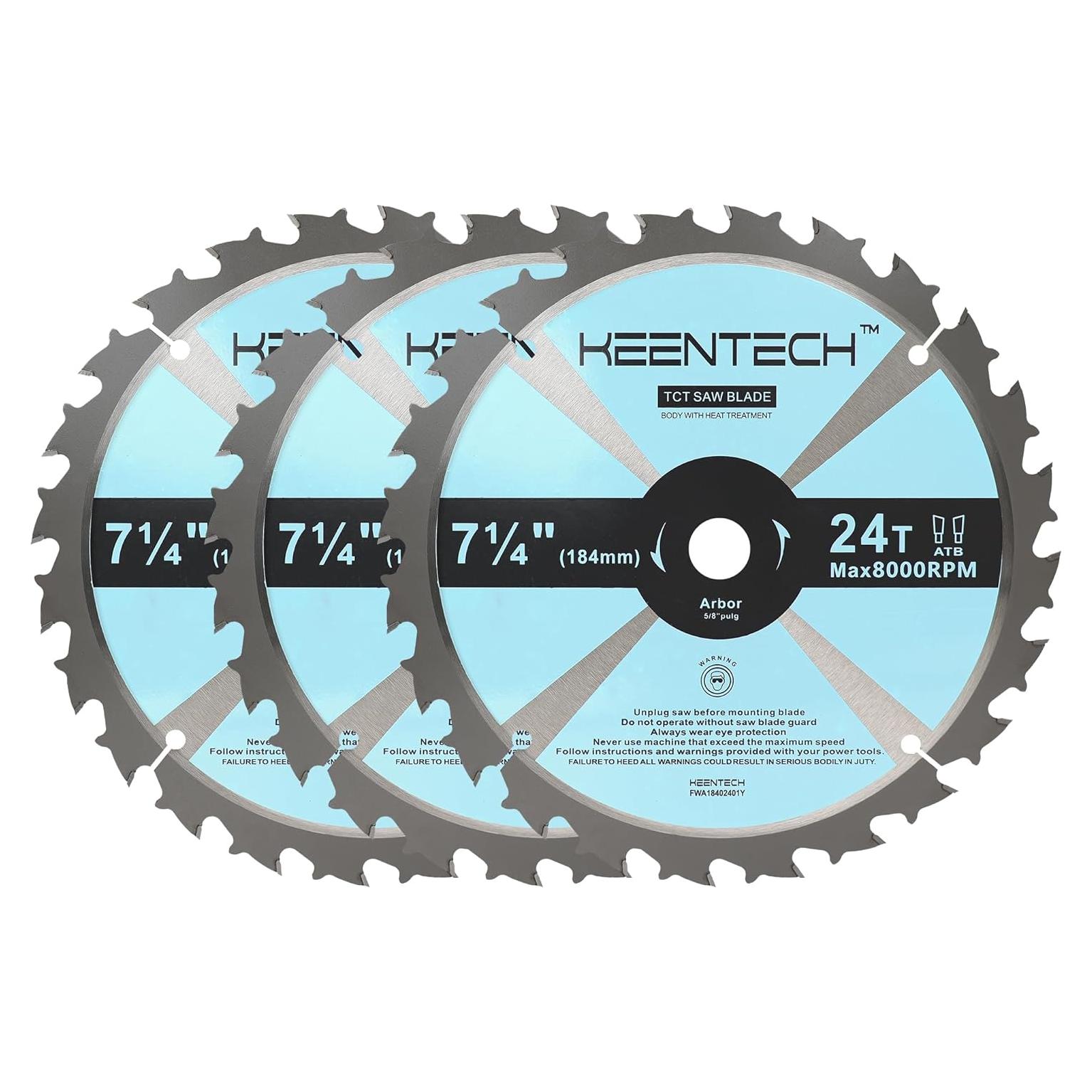Hoja de Sierra Circular KEENTECH 24T 3-Pack 18.42 cm Carburo