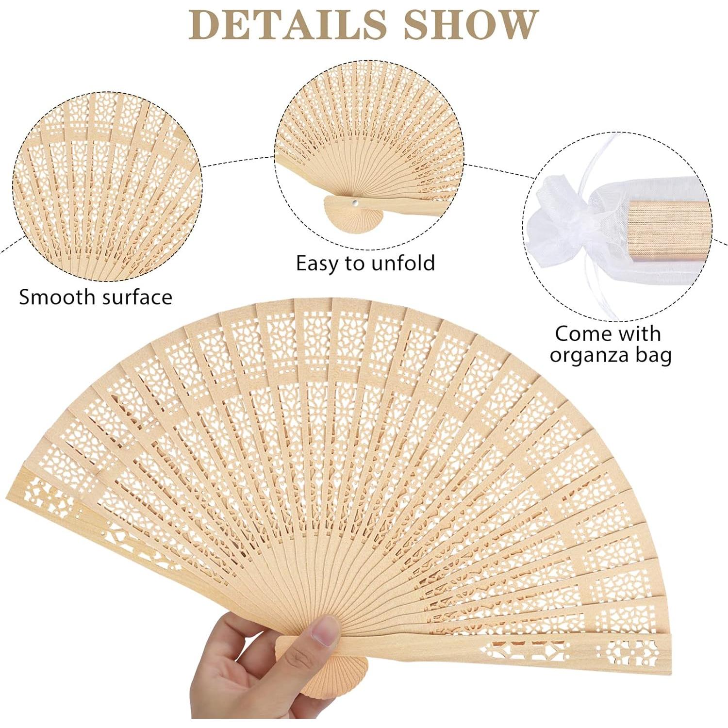 48 Abanicos de Sándalo MCEAST Plegables con Bolsas de Regalo