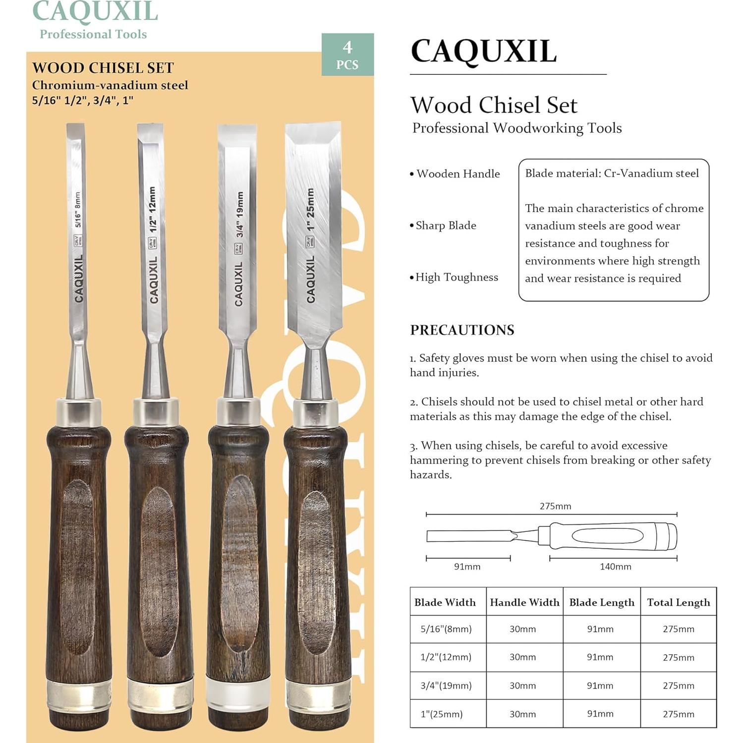 Juego de Cinceles de Carpintería CAQUXIL 4 Piezas 275mm