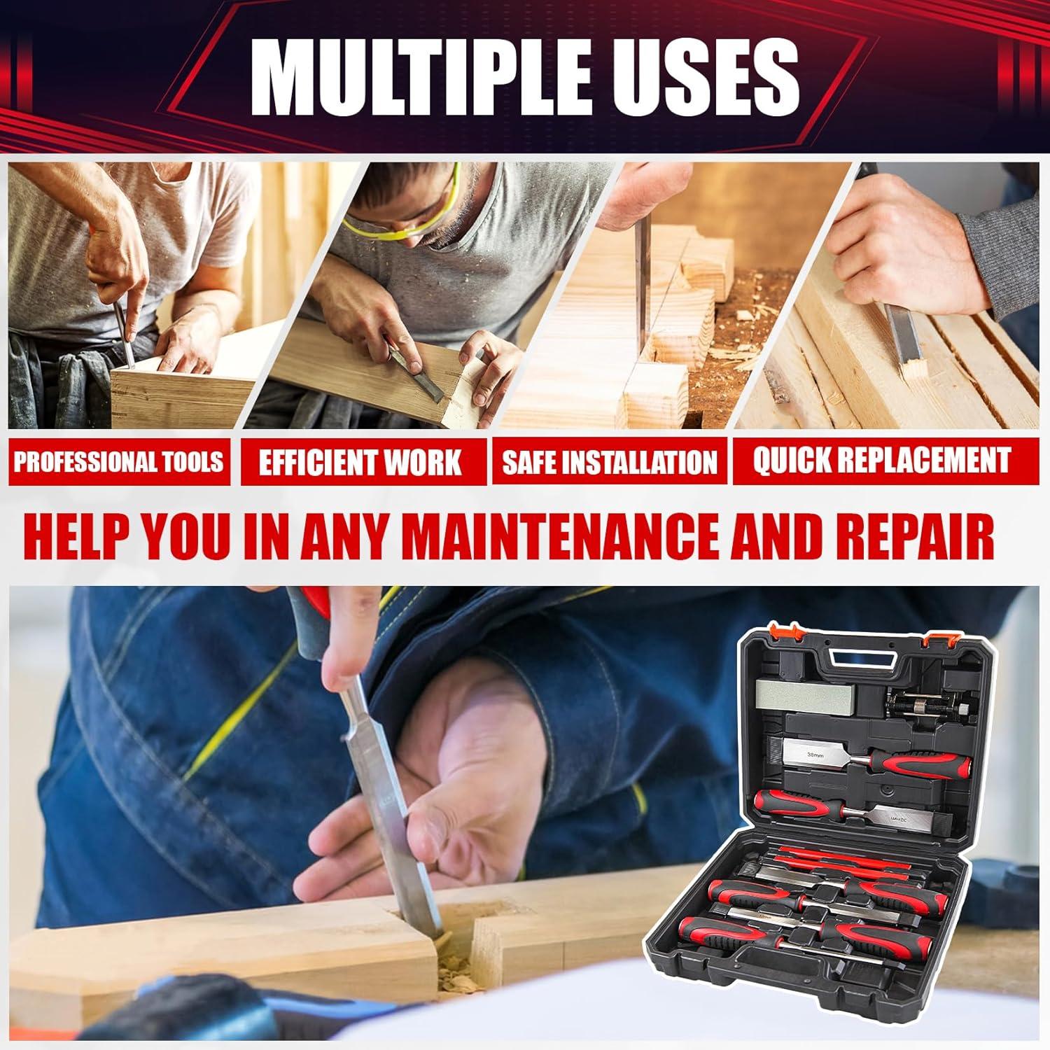 Juego de Cinceles de Madera 10 Piezas Wesleydrill CR-V