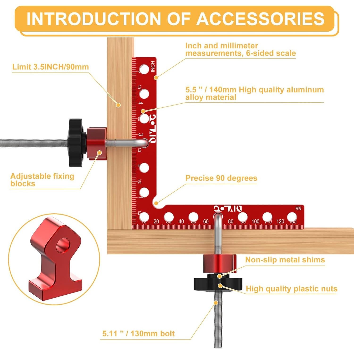 Abrazadera de Esquina 90 Grados Diylog - Paquete de 4, Aluminio