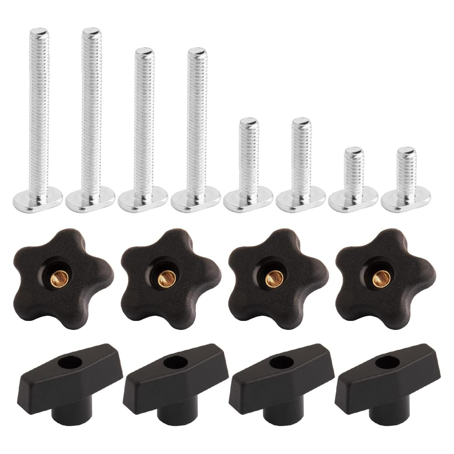 Kit de Perillas T POWERTEC 71121V, 16 Piezas, Tornillos 5/16-18