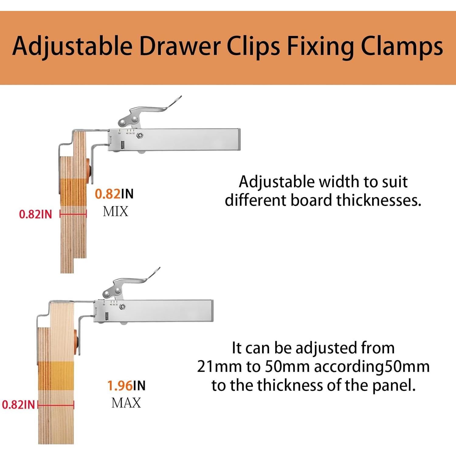Grapas de Instalación Ajustables AGPVZUQL para Cajones - 2 Juegos