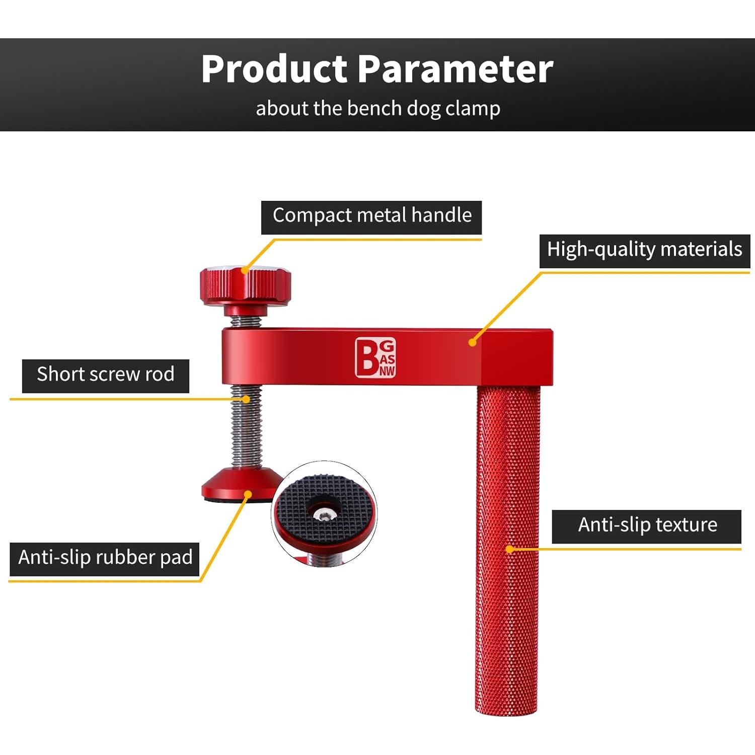 Abrazadera de perro de banco BGASNW 19 mm sin marcas